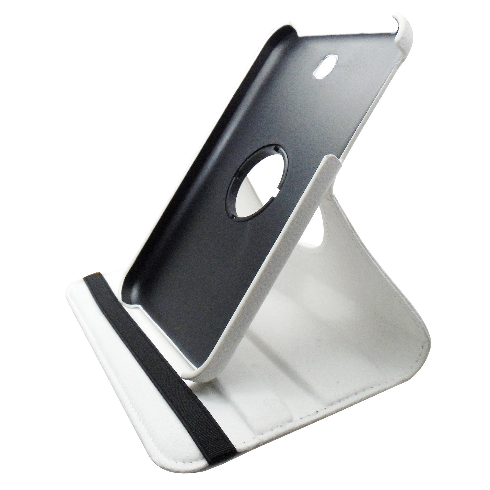 Husa tip carte alba (interior alb) cu stand rotativa pentru Samsung Galaxy Tab 3 P3200 (SM-T211), P3210 (SM-T210)