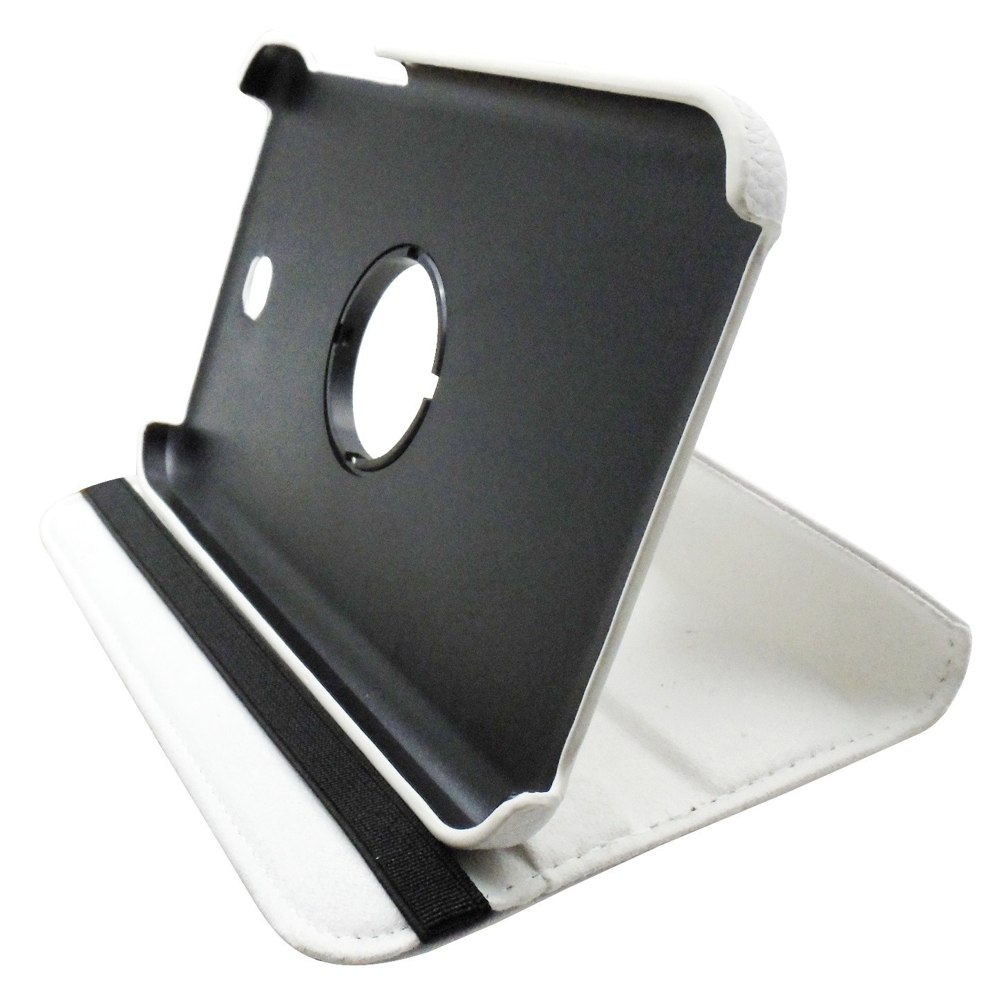 Husa tip carte alba (interior alb) cu stand rotativa pentru Samsung Galaxy Tab 3 P3200 (SM-T211), P3210 (SM-T210)