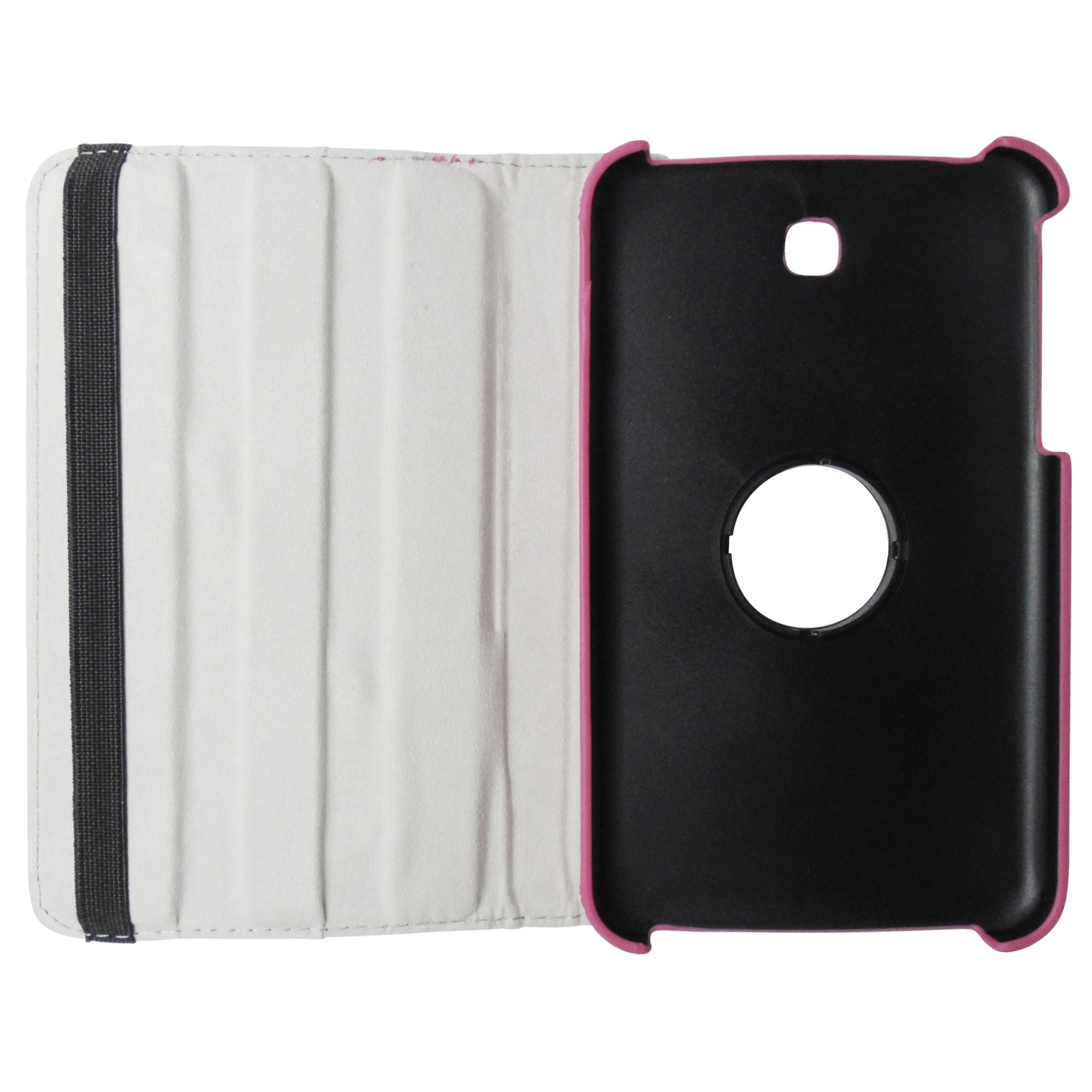 Husa tip carte roz ciclam rotativa cu stand pentru Samsung Galaxy Tab 3 P3200 (SM-T211), P3210 (SM-T210)