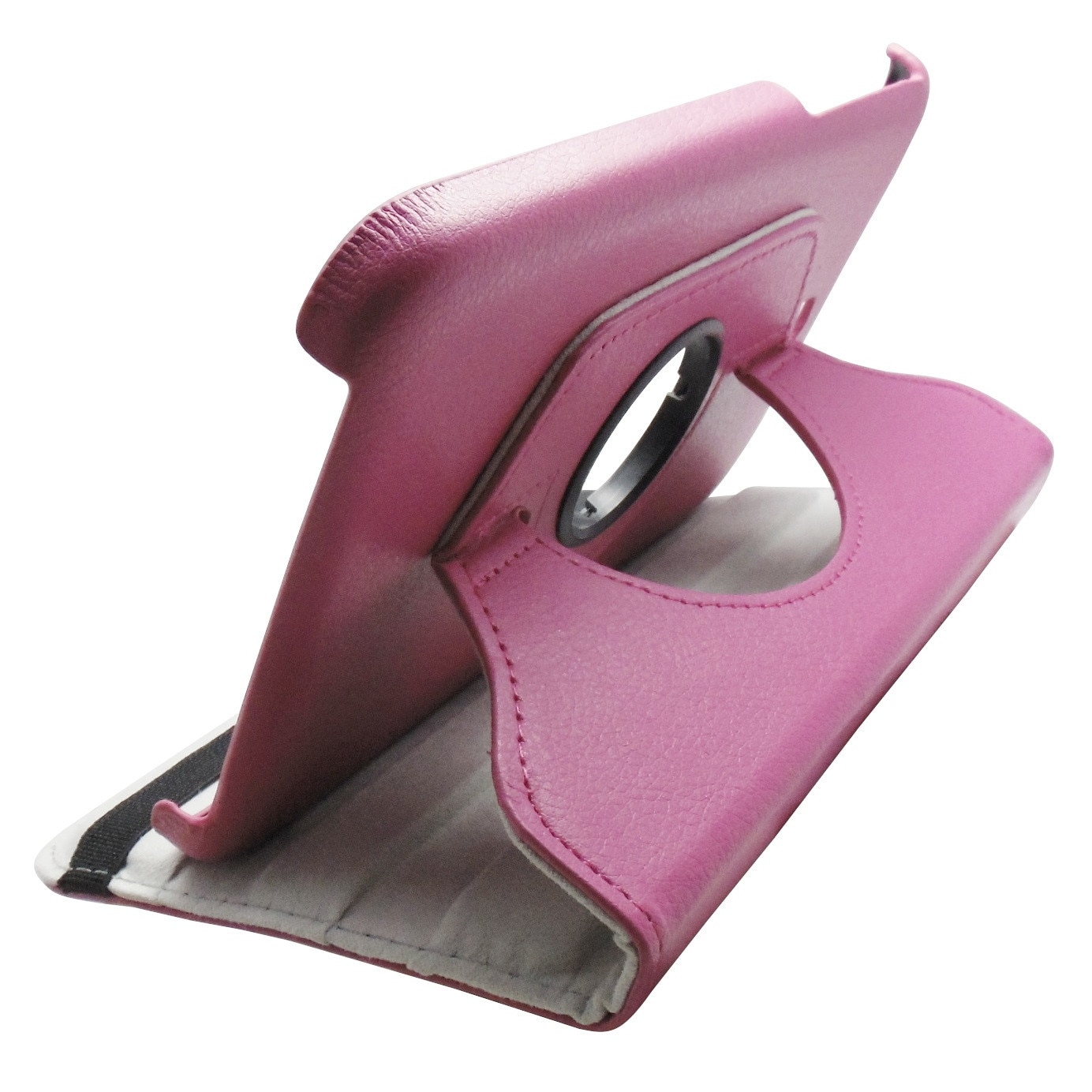 Husa tip carte roz ciclam rotativa cu stand pentru Samsung Galaxy Tab 3 P3200 (SM-T211), P3210 (SM-T210)
