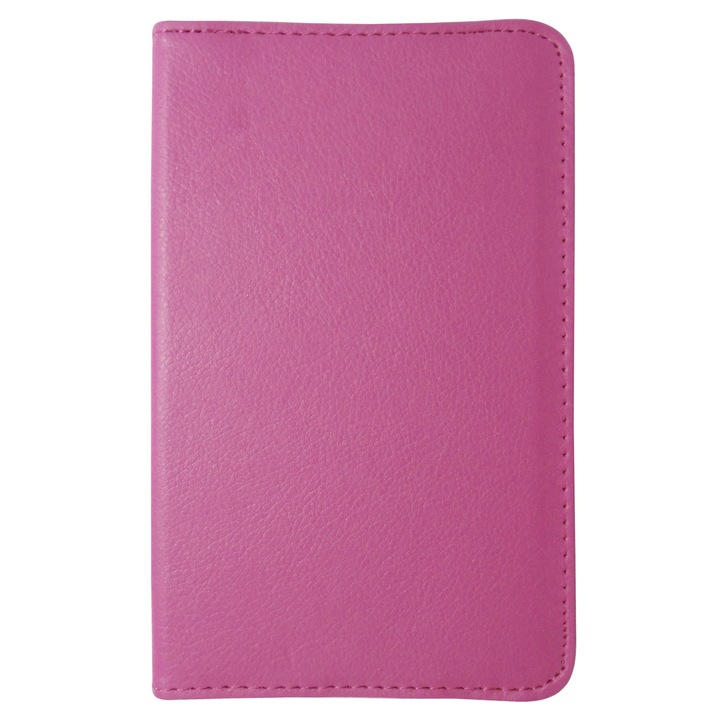 Husa tip carte roz ciclam rotativa cu stand pentru Samsung Galaxy Tab 3 P3200 (SM-T211), P3210 (SM-T210)