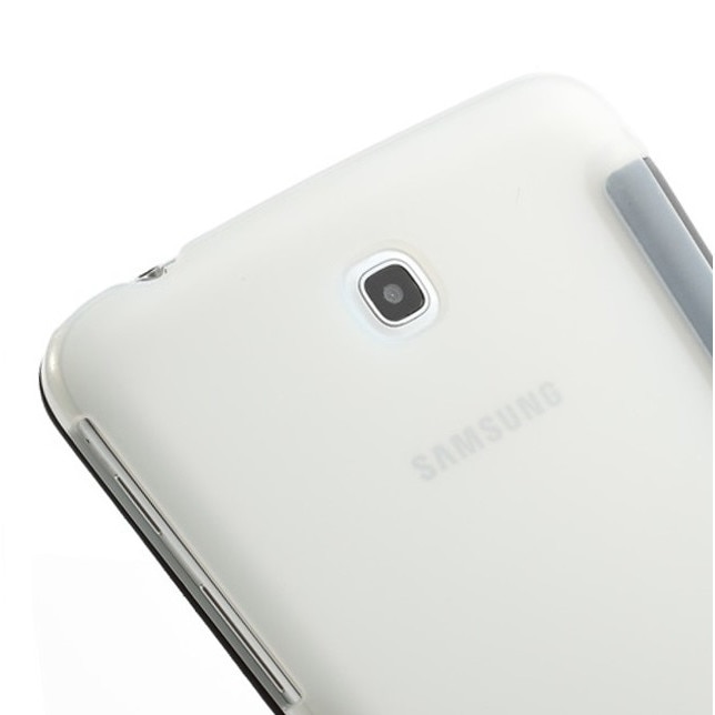 Husa tip carte neagra spate transparent cu stand pentru Samsung Galaxy Tab 3 P3200 (SM-T211), P3210 (SM-T210)