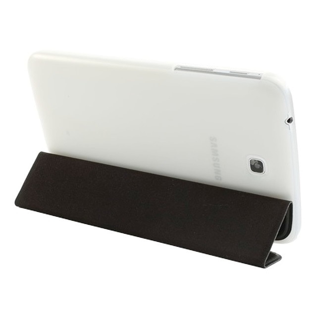 Husa tip carte neagra spate transparent cu stand pentru Samsung Galaxy Tab 3 P3200 (SM-T211), P3210 (SM-T210)