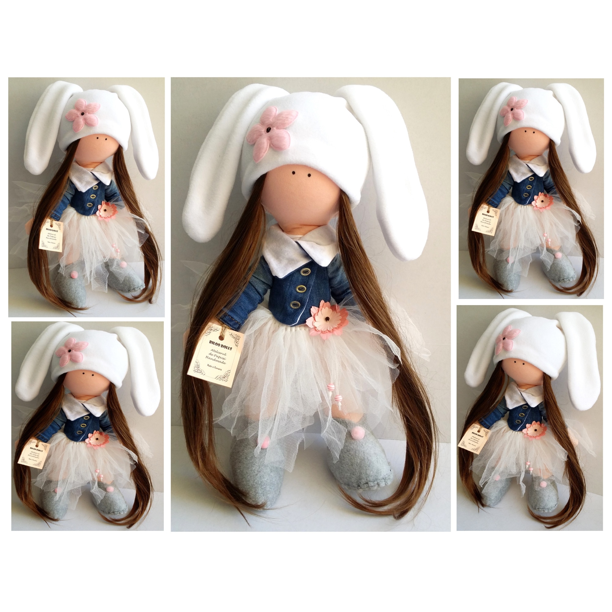 Papusa Biloo Doll AURORA - Model Unicat - Creatie handmade - dimensiune 42 cm