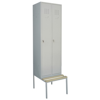 Vestiar metalic compartimentat cu 2 usi si bancuta, 800x450x2200 mm (LxlxH), ECO+ Vestiar metalic compartimentat cu 2 usi si bancuta, 800x450x2200 mm (LxlxH), ECO+