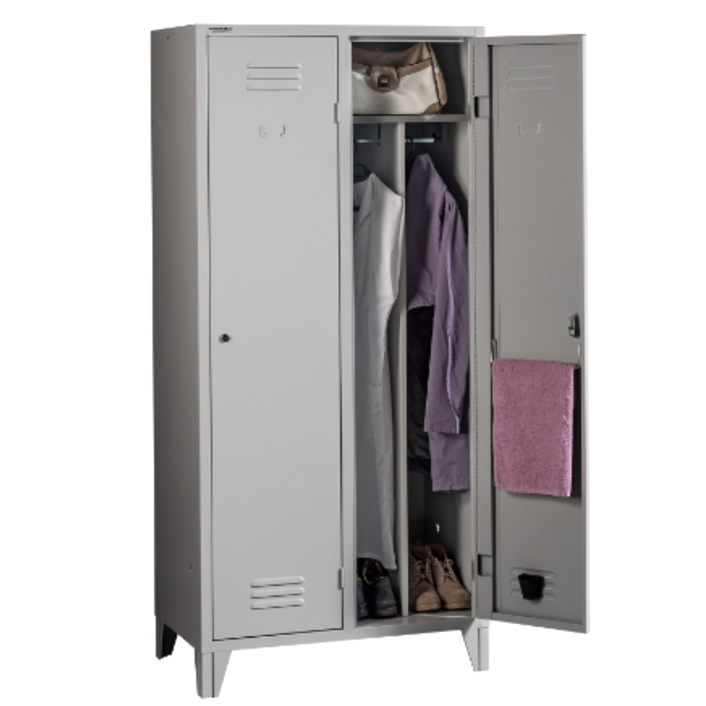 Vestiar metalic cu picioare si 2 usi P2FF compartimentat 800x500x1800 mm (LxlxH), First