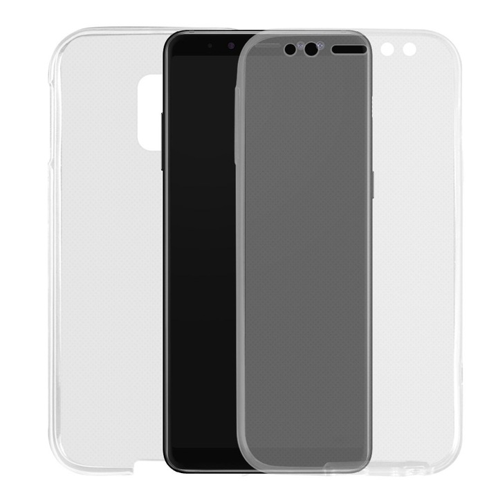 Силиконов кейс Lemontti Full Cover 360 съвместим с Samsung Galaxy A8 Plus 2018, Прозрачен