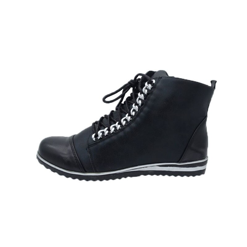 Ghete pentru fetite Badoxx, cu sireturi si fermoar, Negru