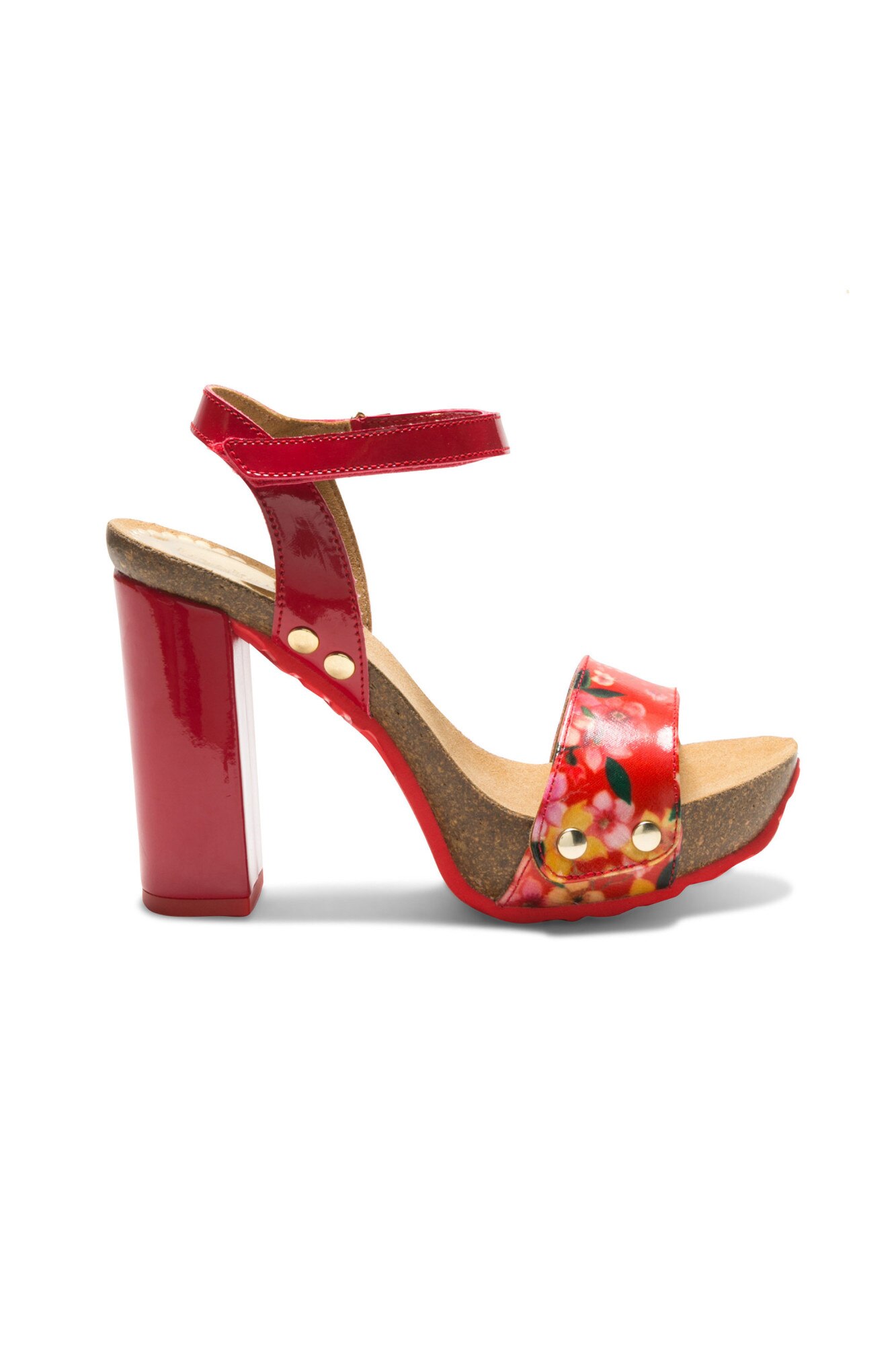 Sandale dama, Desigual, cu toc inalt Samba Microrapport, Rosu