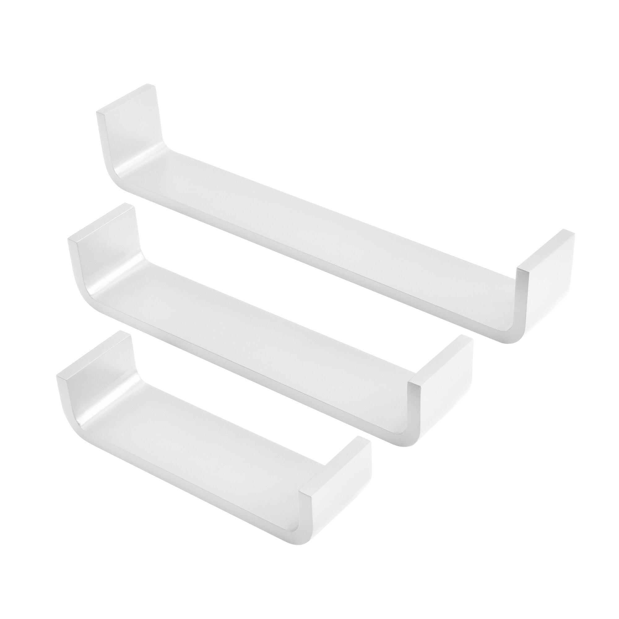 Set Design Retro Style, 3 rafturi perete Modell 2, en.casa, MDF, alb mat lacuit