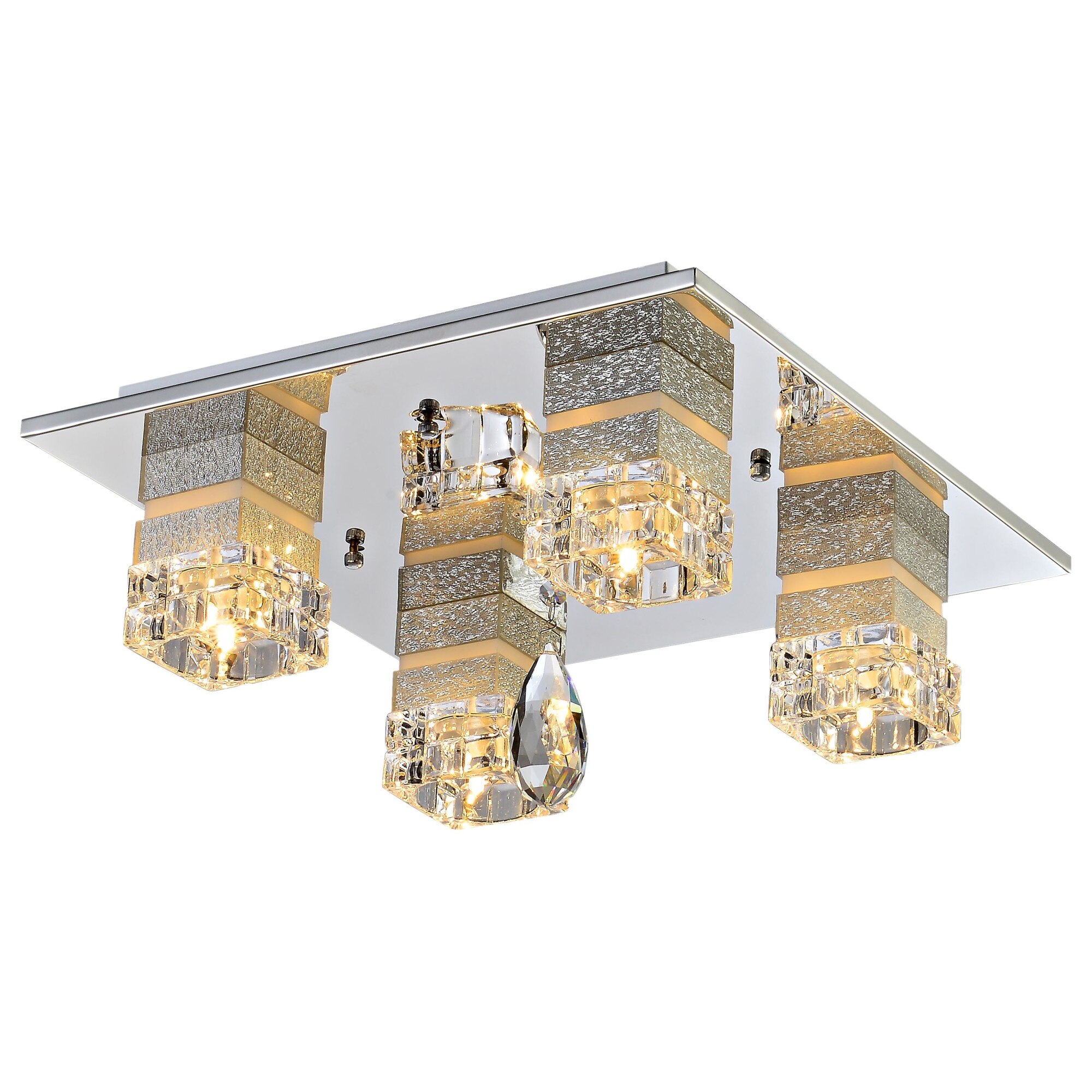 Plafoniera Lampex Macao 408/4, G4, 4 x 20 W, Argintiu