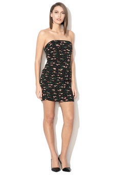 GUESS JEANS, Rochie mini bodycon cu aspect plisat, Negru/Verde/Roz GUESS JEANS, Rochie mini bodycon cu aspect plisat, Negru/Verde/Roz