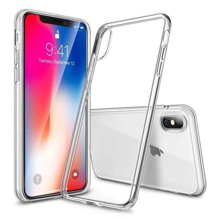 Калъф за iPhone X XS (5.8"), Силиконов, Тънък, Лъскав, Прозрачен