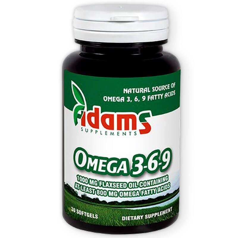 Omega 3-6-9 ulei seminte de in Adams Supplements 30 capsule gelatinoase