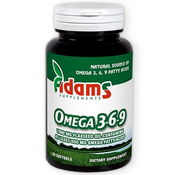 Omega 3-6-9 ulei seminte de in Adams Supplements 30 capsule gelatinoase Omega 3-6-9 ulei seminte de in Adams Supplements 30 capsule gelatinoase