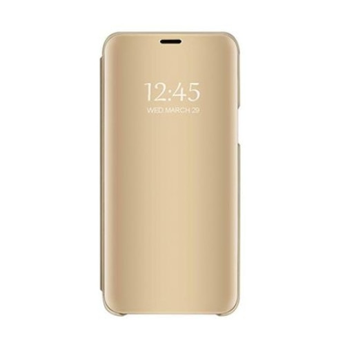 Husa Clear View, gold ( Aurie ) , Compatibila Huawei Mate 20 - Flip Mirror, Stand