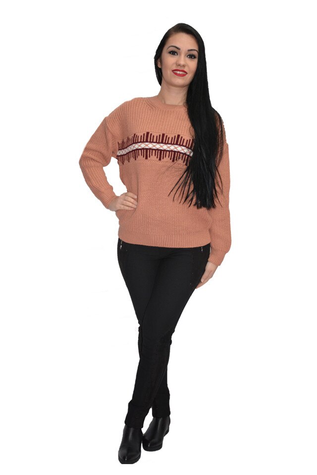 Bluza tricotata din lana,model simplu, D&J Exclusive, Plamaniu