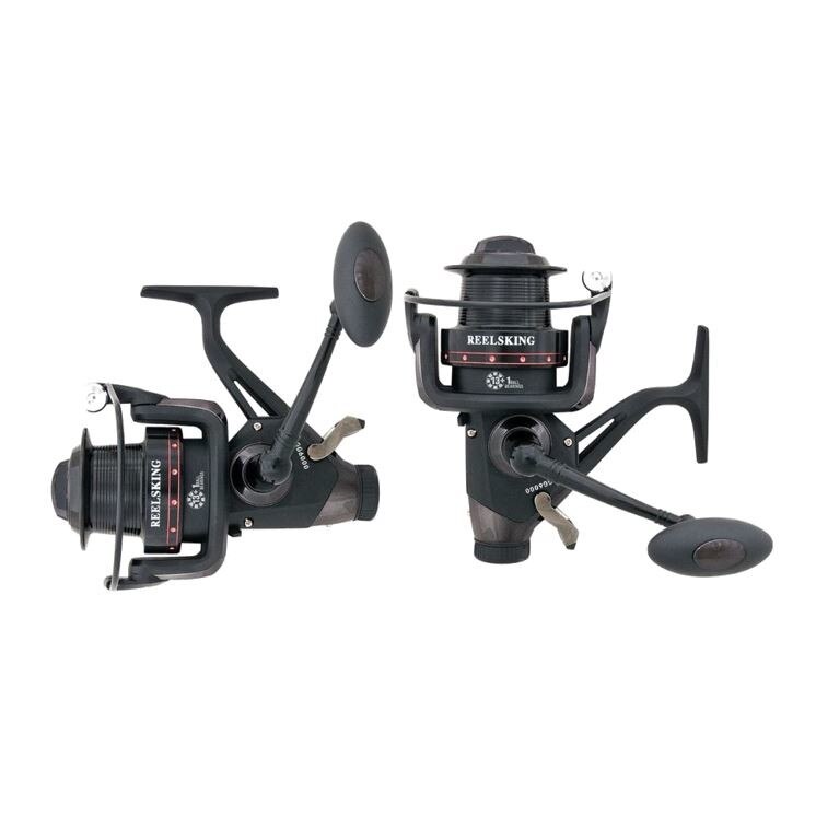 Set 2 Mulinete, Reelsking, KGG6000, pentru pescuit la crap/stationar, 6 R, cu baitrunner, tambur long-cast