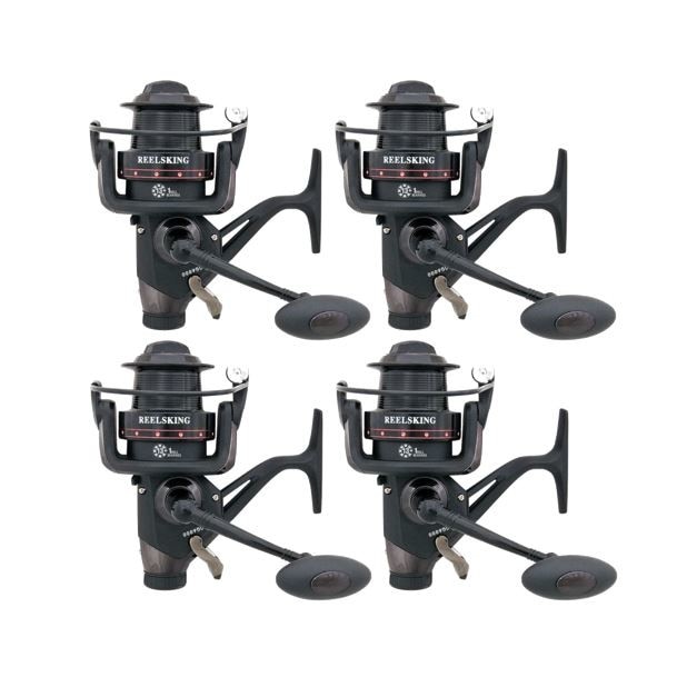 Set 4 Mulinete, Reelsking, KGG6000, pentru pescuit la crap/stationar, 6 R, cu baitrunner, tambur long-cast
