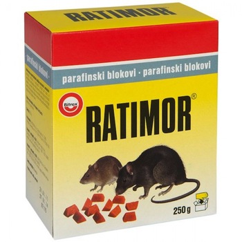 Otrava Raticid Bloc Cerat (PARAFINA) pentru Soareci si Sobolani - 250 G, RATIMOR Otrava Raticid Bloc Cerat (PARAFINA) pentru Soareci si Sobolani - 250 G, RATIMOR