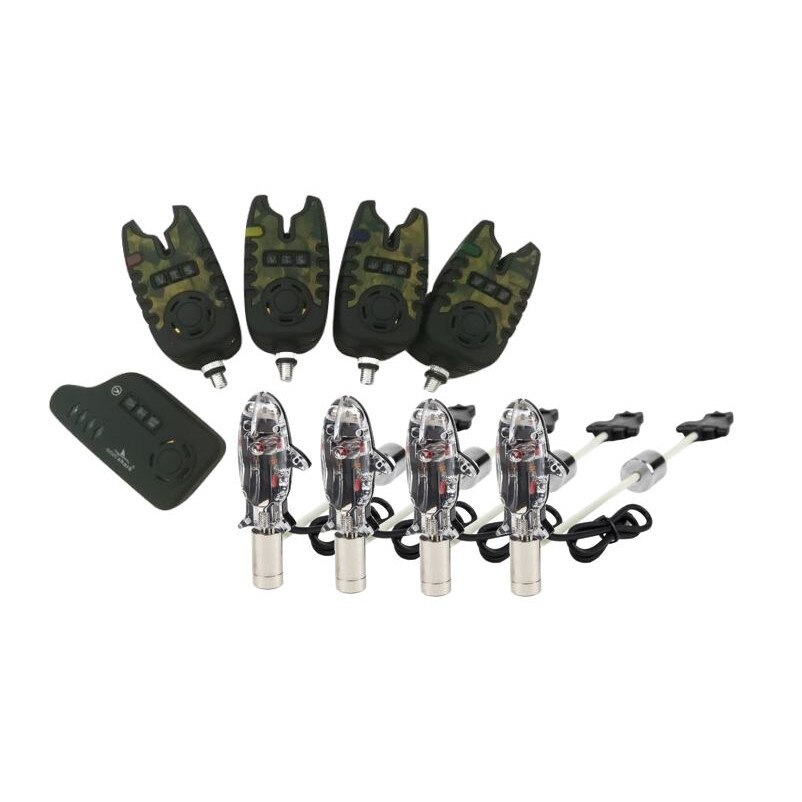 Set 4 Senzori cu statie, Eastshark, model nou camuflaj + 4 Swingere, Eastshark, model nou, forma de peste si penar pentru transport