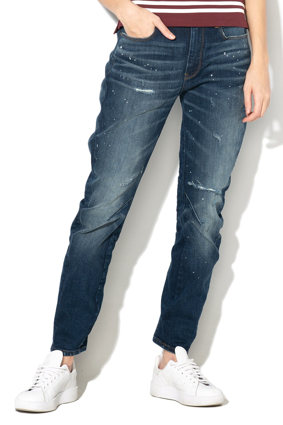 G-Star RAW, Blugi boyfirend cu aspect uzat Arc, Albastru marin, W26-L32