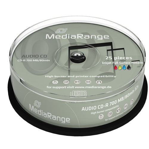 CD-R MediaRange Digital Audio (Printable) 80min./700mb 40X - 25 bucati in ax
