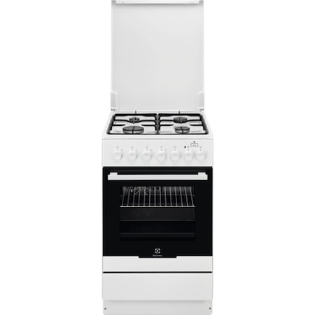 Aragaz Electrolux EKK52950OW, Mixt, 4 arzatoare, Aprindere electrica plita, Siguranta plita, Cuptor electric, Iluminare cuptor, SteamBake, Grill, Clasa A, 50 cm, Alb
