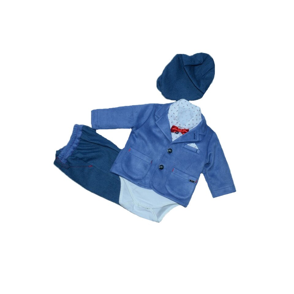 Costum de botez pentru baieti Colibra 7693062-AL1, Albastru, 0-3 luni