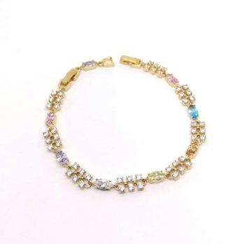 Bratara placata cu aur 14k, pietre diverse culori Bratara placata cu aur 14k, pietre diverse culori