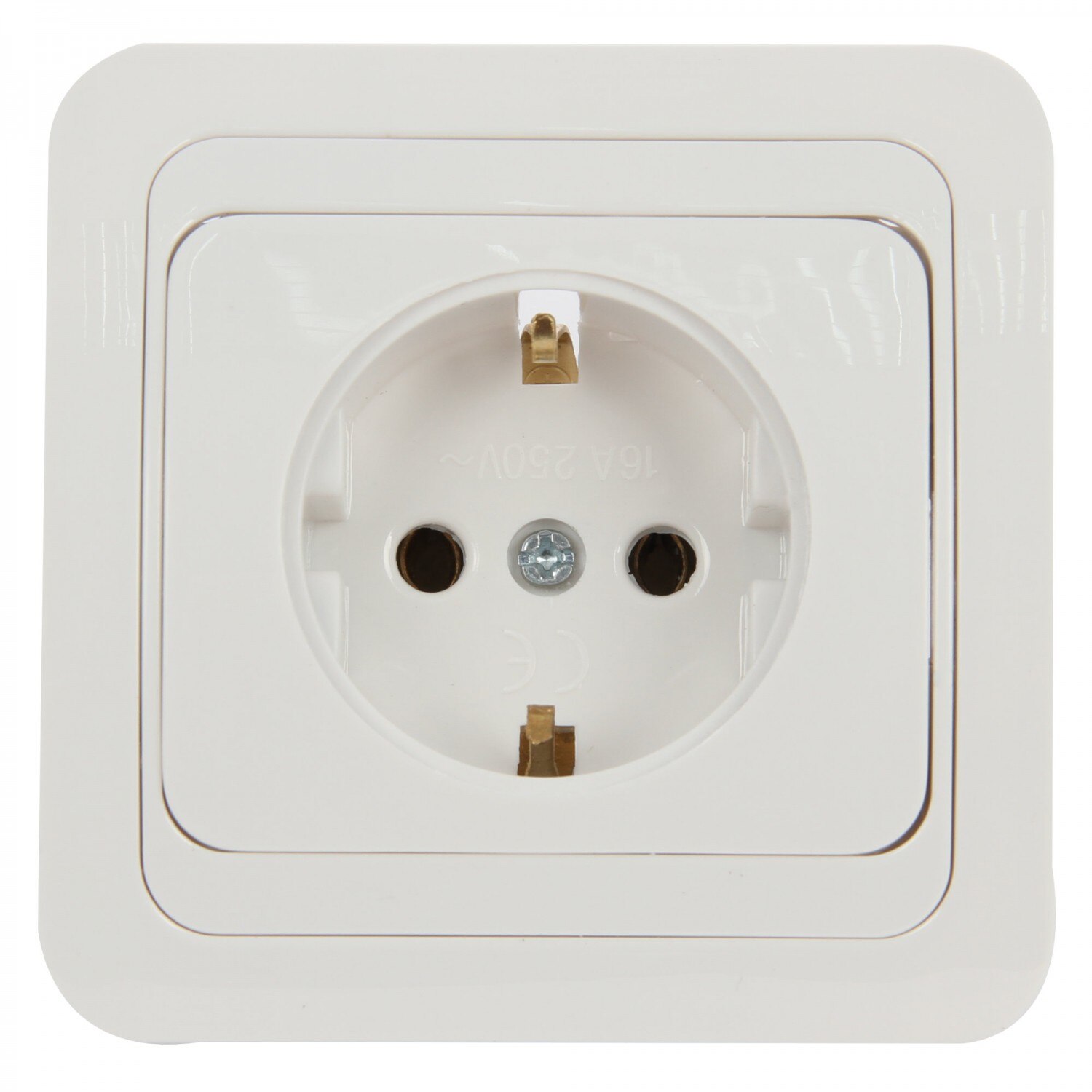 Priza simpla iMKⓇ incastrata, rama inclusa, contact de protectie, alba, AN