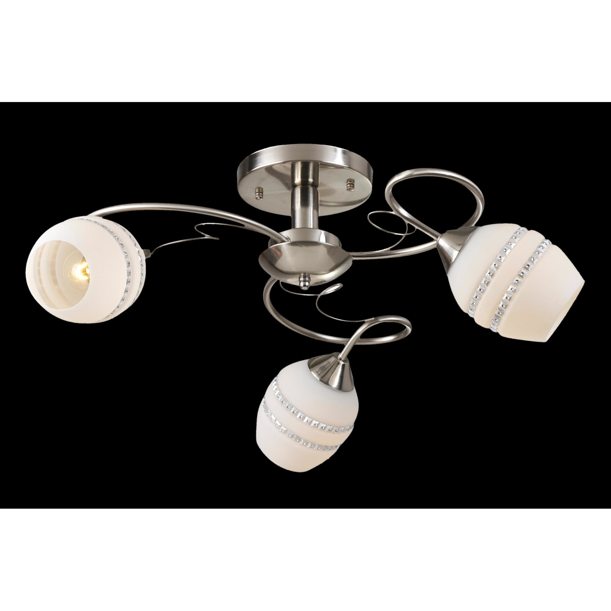 Lustra Beja 3 Lampex, Metal/Sticla, Argintiu/Alb