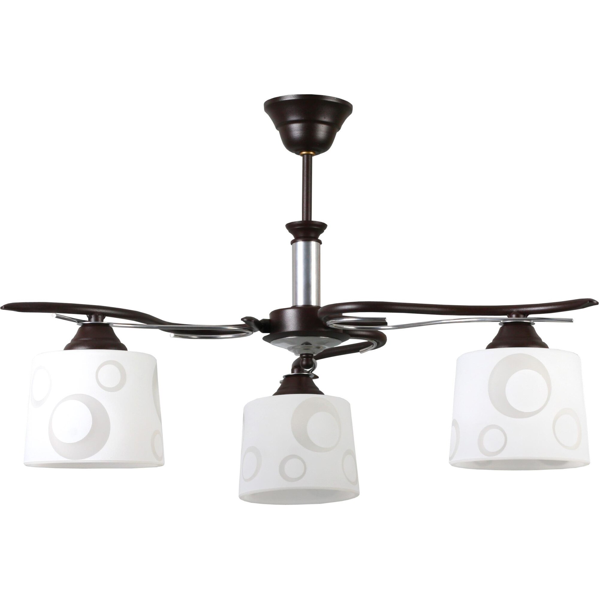 Lustra Lampex Versailles, E27, 3x 60 W, Metal/Sticla, Wenge/Alb