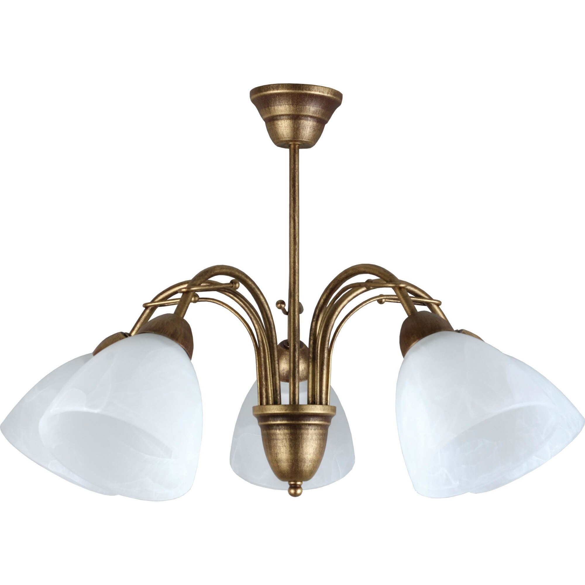 Lustra Lampex Klara, E27, 5x 60 W, Metal/Sticla, Auriu/Alb