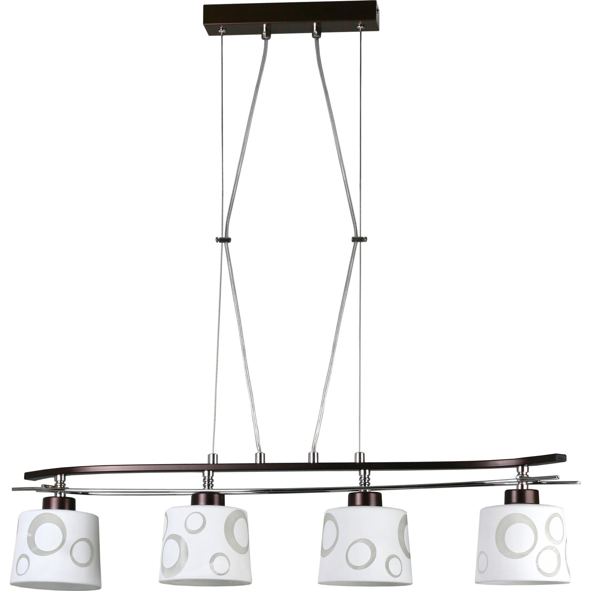 Lustra Lampex Alicante, E27, 4x 60 W, Metal/Sticla, Wenge/Alb