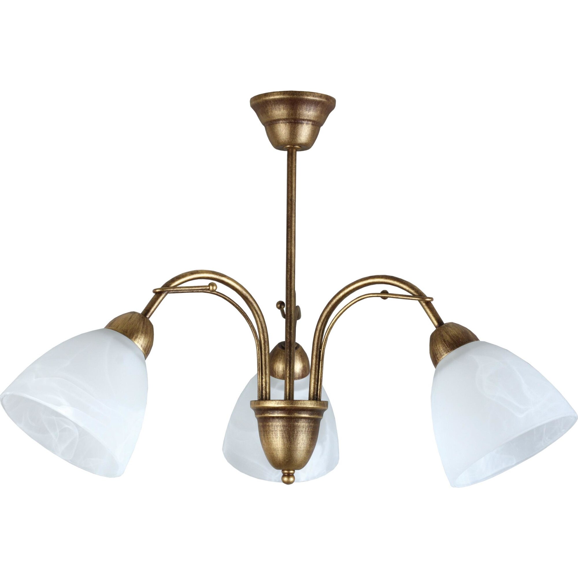 Lustra Lampex Klara, E 27, 3x 60 W, Metal/Sticla, Auriu/Alb