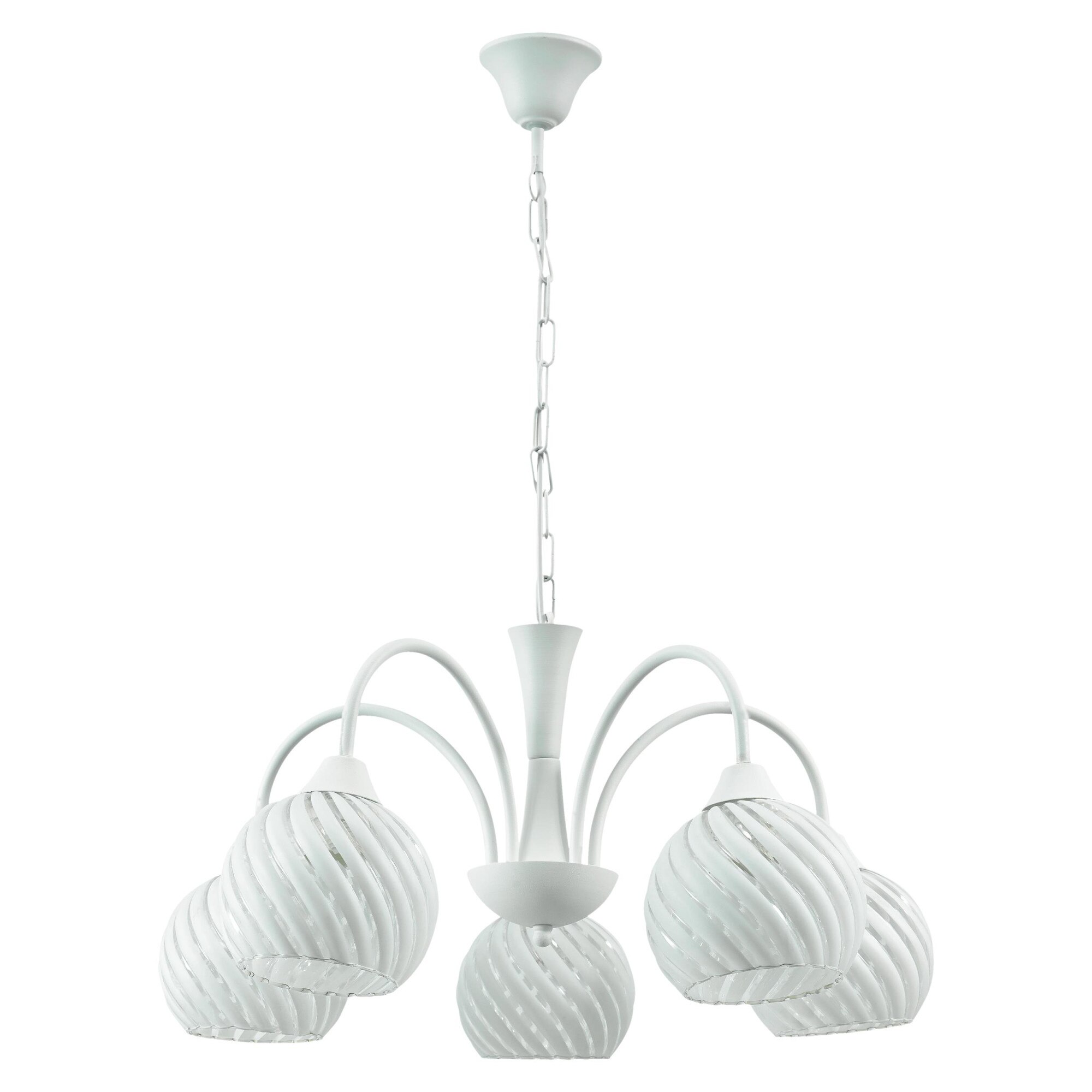 Lustra Lampex Balts, E27, 5 x 60 W, Metal/Sticla, Alb/Gri