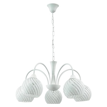 Lustra Lampex Balts, E27, 5 x 60 W, Metal/Sticla, Alb/Gri Lustra Lampex Balts, E27, 5 x 60 W, Metal/Sticla, Alb/Gri