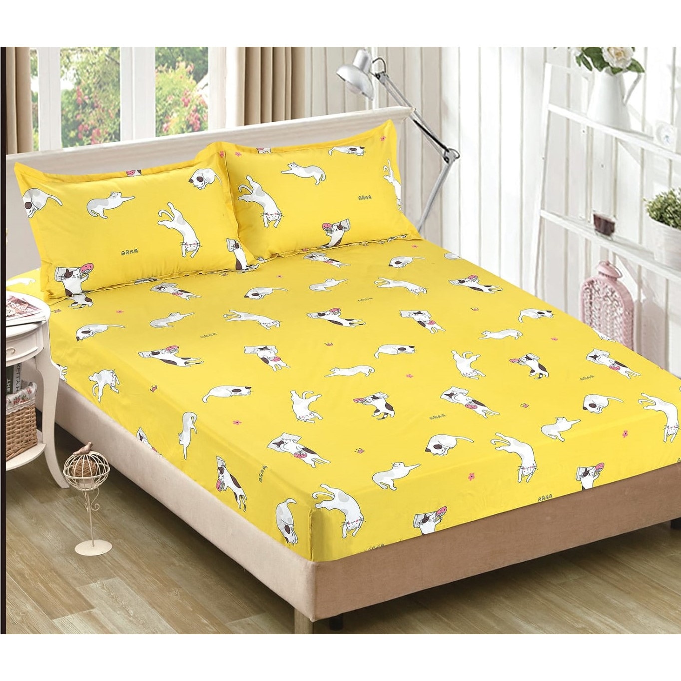 Set cearceaf cu elastic 230X250 cm si 2 fete de perna, VID-020