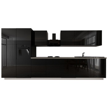 Set Mobila Bucatarie Modulara BLANCA 2 , MDF NEGRU Lucios, dimensiune 4.2 m Set Mobila Bucatarie Modulara BLANCA 2 , MDF NEGRU Lucios, dimensiune 4.2 m