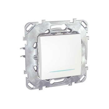 Intrerupator simplu iMKⓇ cap scara, cu indicator luminos, incastrat, alb, AN Intrerupator simplu iMKⓇ cap scara, cu indicator luminos, incastrat, alb, AN