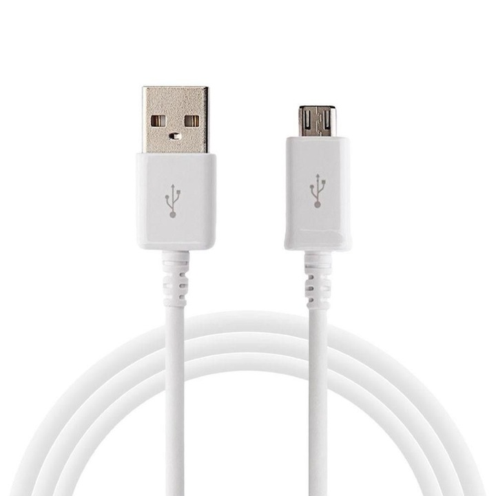 Cablu de date Samsung original pentru telefon Samsung cu conector micro USB, lungime 1.5 m, alb