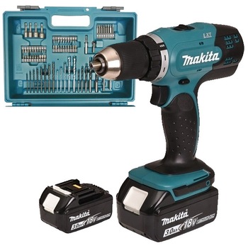 Masina de gaurit si insurubat Makita - DDF453RFX1 cu 2 acumulatori Li-Ion 18 V 3 Ah 42 Nm valiza plastic plus 76 de accesorii Masina de gaurit si insurubat Makita - DDF453RFX1 cu 2 acumulatori Li-Ion 18 V 3 Ah 42 Nm valiza plastic plus 76 de accesorii