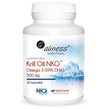 Supliment alimentar Ulei de Krill NKO Aliness, Omega 3 (EPA DHA), 60 de capsule gelatinoase, 500mg Supliment alimentar Ulei de Krill NKO Aliness, Omega 3 (EPA DHA), 60 de capsule gelatinoase, 500mg