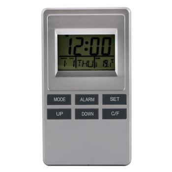 Ceas cu alarma si termometru, 2x1.5V AAA, Argintiu Ceas cu alarma si termometru, 2x1.5V AAA, Argintiu