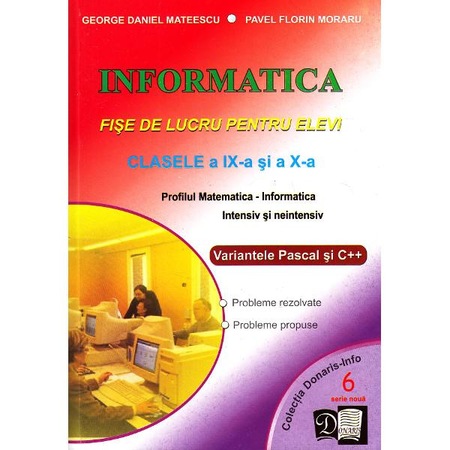 Informatica Cls 9 Si 10 Variantele Pascal Si C++ - Fise De Lucru ...