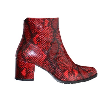 Botine rafinate,imprimeu piele de sarpe,toc gros,D&J Exclusive, Rosu Botine rafinate,imprimeu piele de sarpe,toc gros,D&J Exclusive, Rosu