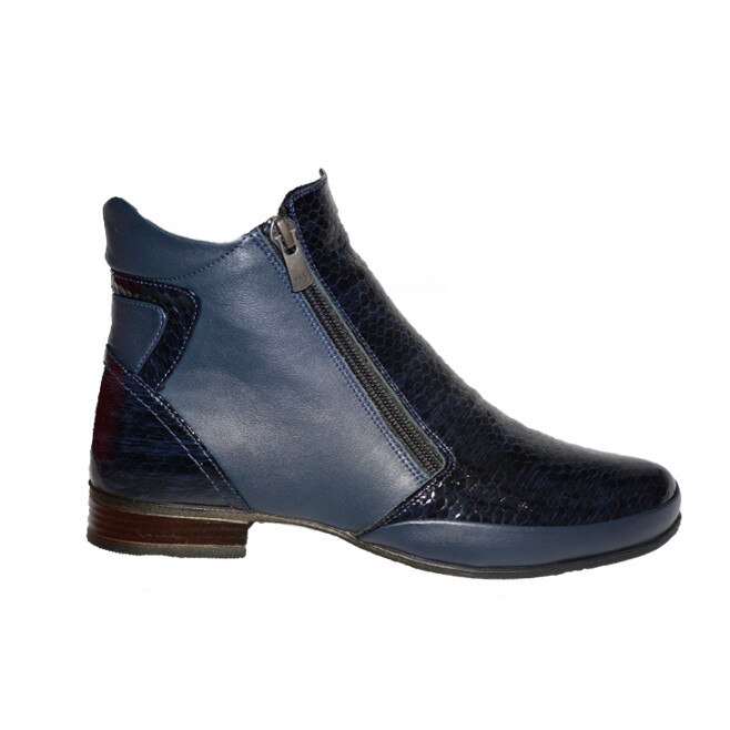 Botine scurte din piele naturala, D&J Exclusive, Bleumarin