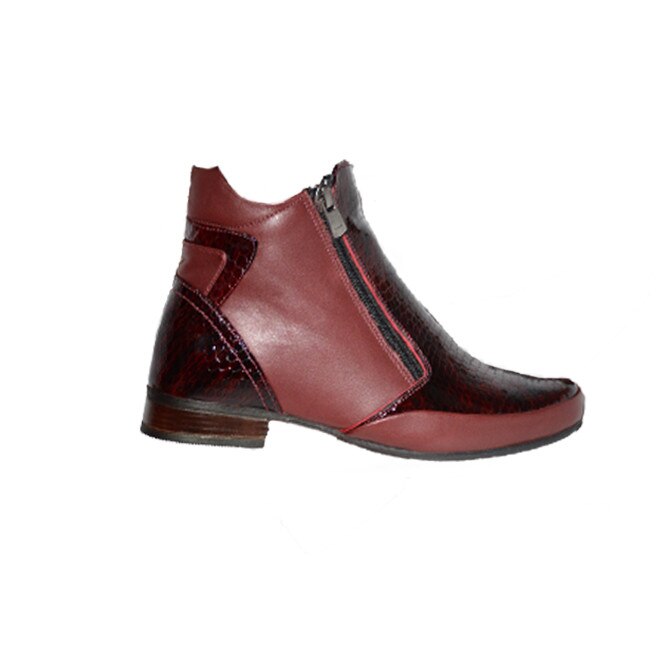 Botine scurte din piele naturala, D&J Exclusive, Marsala