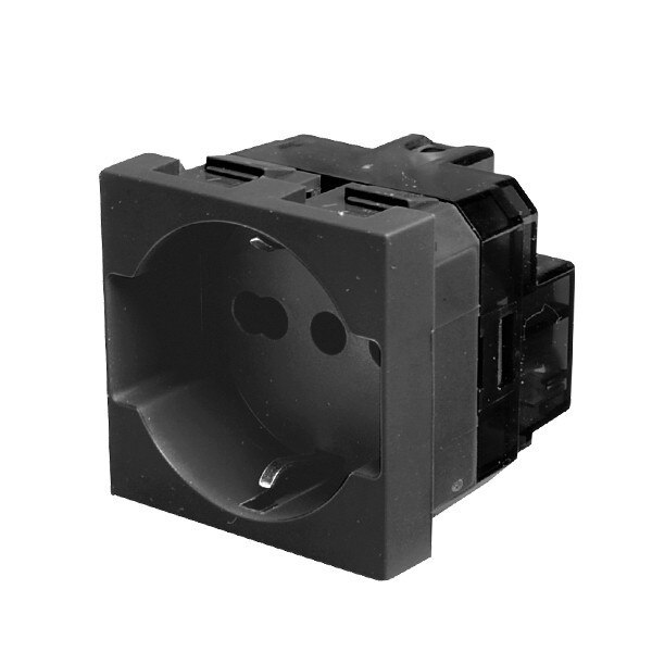 Priza simpla iMKⓇ incastrata, modulara, contact de protectie, negru, AN